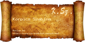 Korpics Szabina névjegykártya